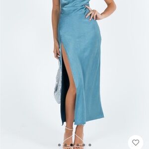 Princess Polly Blue Maxi Slip Dress with Slit